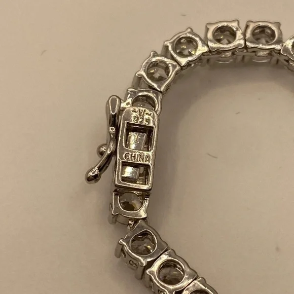 Choker Necklace 925 Sterling Silver China 16” 28.45 Grams Cubic Zircons - Picture 8 of 8